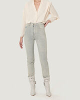 RHABI PLEATED V NECK BLOUSE TOP image number null